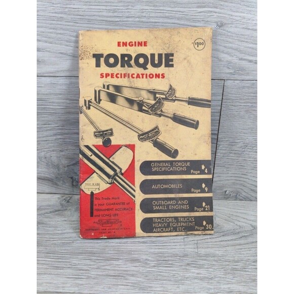 VINTAGE ENGINE TORQUE SPECIFICATIONS 1963 CARS TRUCKS BOATS TRACTORS STURTEVANT - Picture 1 of 7